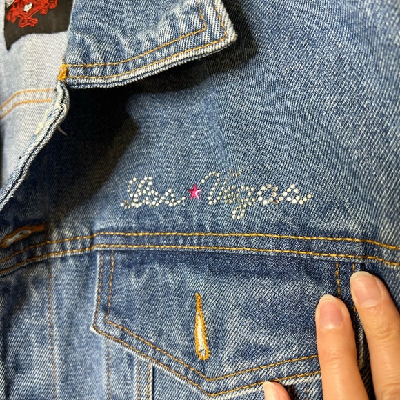 Rhinestone Las Vegas Stylo Trucker Style Jean Jacket - Picture 4 of 6
